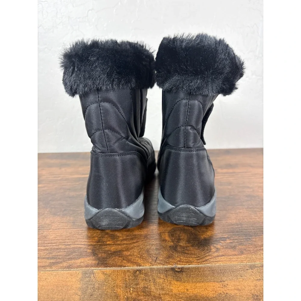 Easy Spirit SEEMINEE2 Black Faux Fur Trim Winter Snow Boots Womens‎ 8.5W Wide